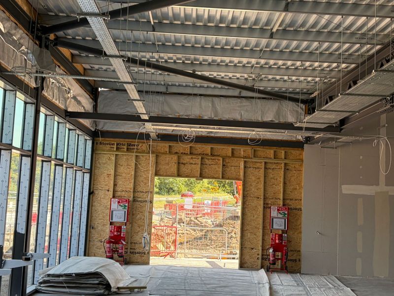 First-fix electrical installation inside Aldi Balsall Common