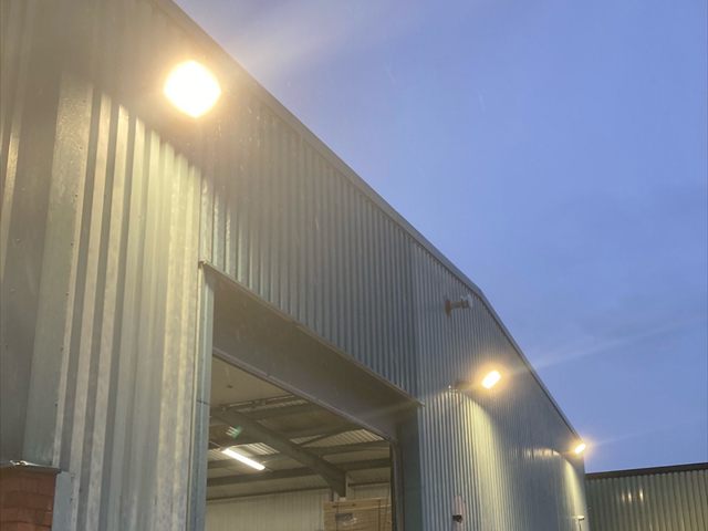 External lighting along the logistics building