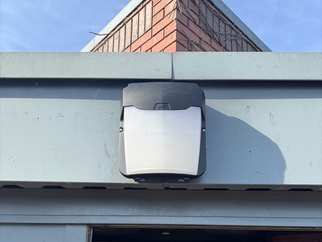 Wall-mounted external light at a Birmingham school