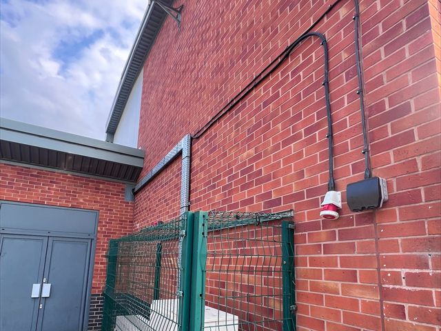 Industrial and weatherproof outlets with surface cable installation at Kingsland Primary School